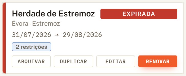 Cartão da zona Herdade de Estremoz expirada.